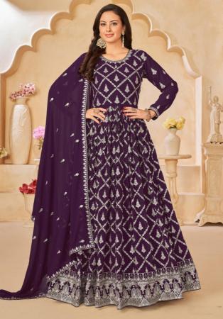 Picture of Pretty Georgette Dark Orchid Anarkali Salwar Kameez