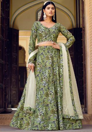 Picture of Comely Silk Dark Sea Green Lehenga Choli