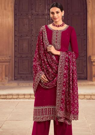 Picture of Ravishing Georgette Maroon Straight Cut Salwar Kameez