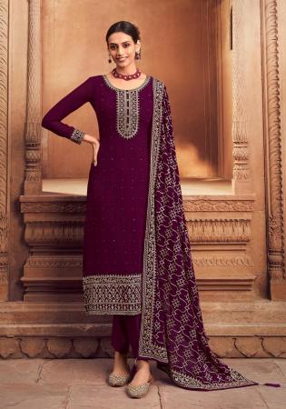 Picture of Admirable Georgette Maroon Straight Cut Salwar Kameez