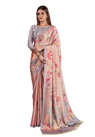 Picture of Pretty Crepe & Silk Tan Saree