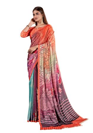 Picture of Grand Crepe & Silk Rosy Brown Saree