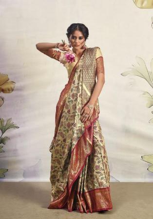 Picture of Stunning Silk Dark Khaki Saree