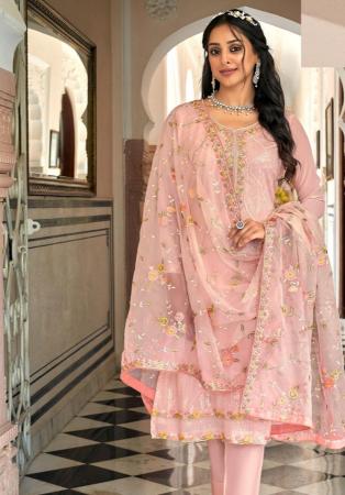 Picture of Classy Georgette Pink Straight Cut Salwar Kameez