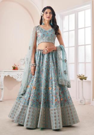 Picture of Statuesque Net Light Slate Grey Lehenga Choli