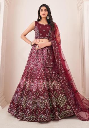 Picture of Shapely Net Brown Lehenga Choli