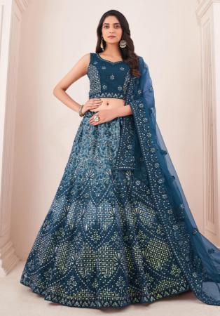 Picture of Grand Net Navy Blue Lehenga Choli