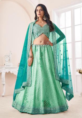 Picture of Stunning Net Cadet Blue Lehenga Choli