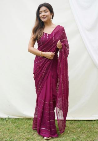 Picture of Enticing Georgette Brown Saree