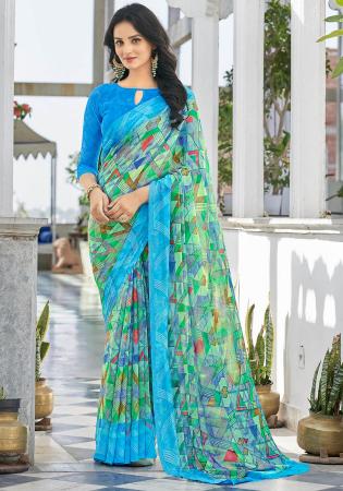 Picture of Appealing Chiffon Dark Sea Green Saree