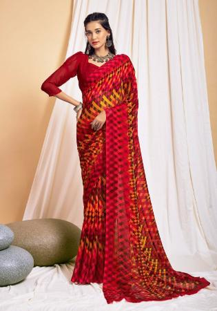 Picture of Sightly Chiffon Crimson Saree