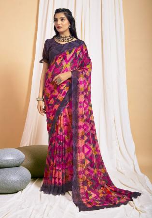 Picture of Exquisite Chiffon Medium Violet Red Saree