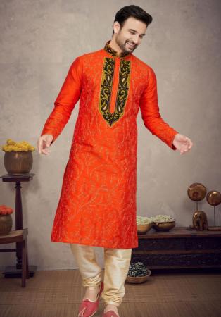 Picture of Bewitching Cotton & Silk Orange Red Kurtas