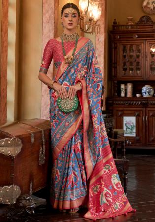 Picture of Enticing Silk Dark Slate Blue Saree