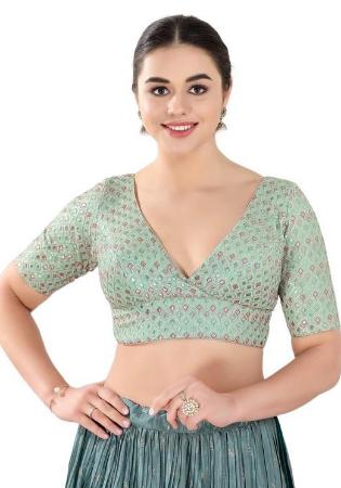 Picture of Beauteous Georgette Dark Sea Green Designer Blouse