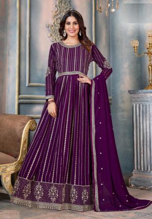 Picture of Comely Georgette Purple Anarkali Salwar Kameez