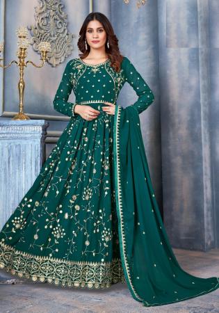 Picture of Nice Georgette Teal Anarkali Salwar Kameez