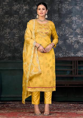 Picture of Chiffon Sandy Brown Straight Cut Salwar Kameez