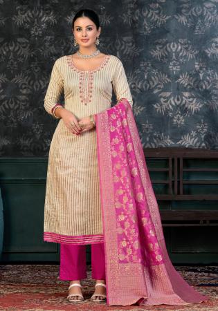 Picture of Fascinating Chiffon Beige Straight Cut Salwar Kameez