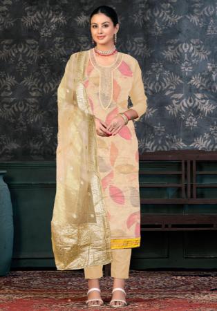 Picture of Organza Rosy Brown Straight Cut Salwar Kameez