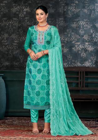 Picture of Medium Aqua Marine Straight Cut Salwar Kameez