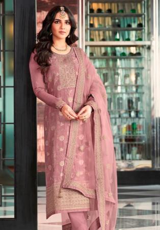 Picture of Synthetic Rosy Brown Straight Cut Salwar Kameez