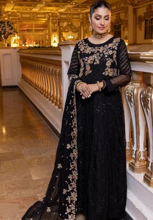 Picture of Bewitching Georgette Black Straight Cut Salwar Kameez