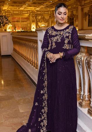 Picture of Georgette Midnight Blue Straight Cut Salwar Kameez