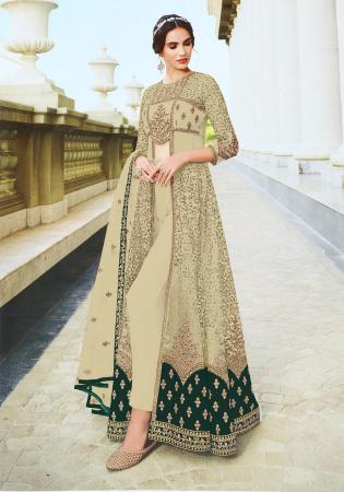 Picture of Amazing Net Tan Straight Cut Salwar Kameez