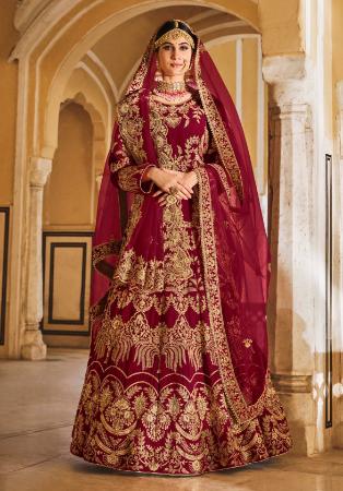 Picture of Lovely Linen Maroon Lehenga Choli