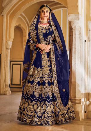 Picture of Classy Linen Midnight Blue Lehenga Choli