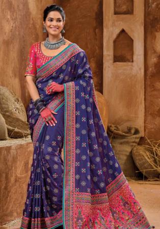 Picture of Grand Silk Blue Violet Saree