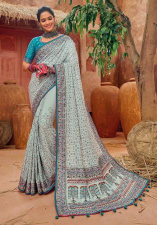 Picture of Pretty Silk Dark Grey Saree