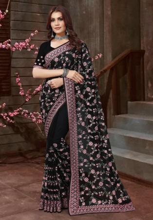 Picture of Appealing Georgette Black Saree