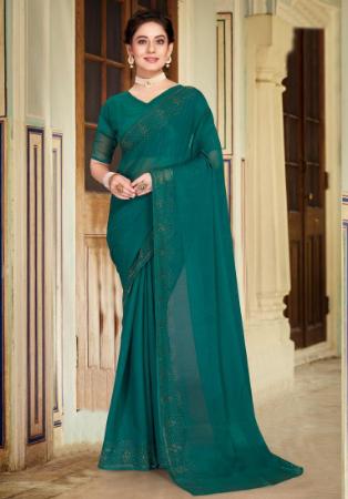 Picture of Stunning Silk Teal Saree