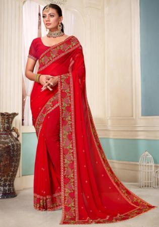 Picture of Amazing Georgette Red Saree