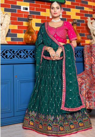 Picture of Admirable Chiffon Dark Green Lehenga Choli