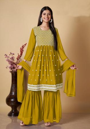 Picture of Georgette Dark Golden Rod Readymade Salwar Kameez