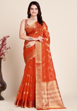 Picture of Grand Silk Fire Brick Saree