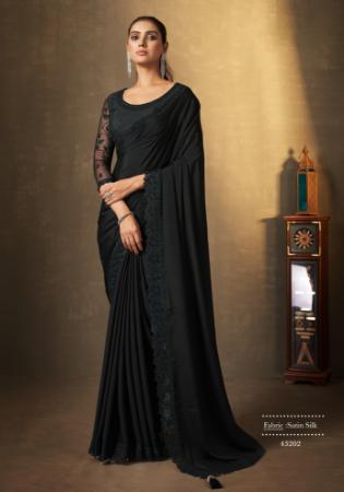 Picture of Exquisite Satin & Silk Black Saree