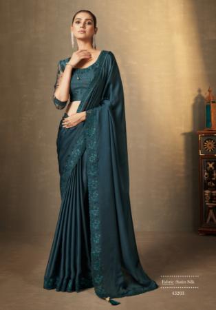 Picture of Graceful Satin & Silk Indigo Saree