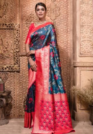 Picture of Radiant Silk Cadet Blue Saree