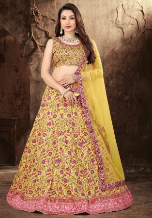 Picture of Charming Satin Khaki Lehenga Choli