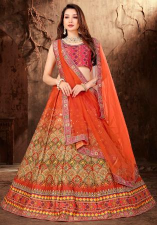 Picture of Pleasing Satin Chocolate Lehenga Choli