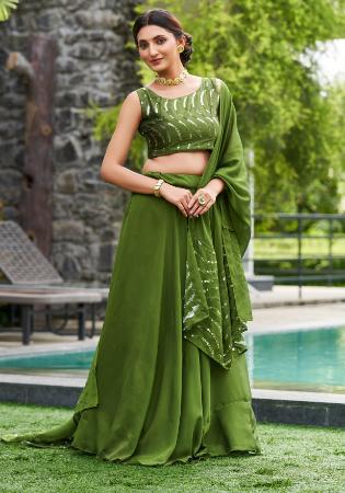 Picture of Admirable Silk Dark Olive Green Lehenga Choli