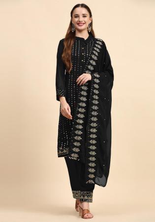 Picture of Radiant Georgette Black Straight Cut Salwar Kameez