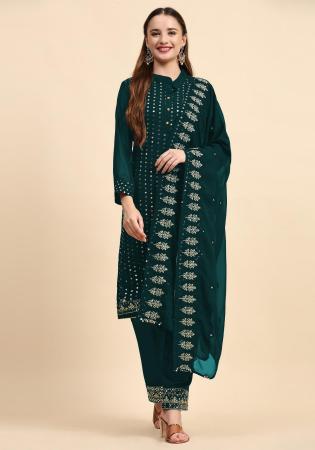 Picture of Georgette Dark Slate Grey Straight Cut Salwar Kameez