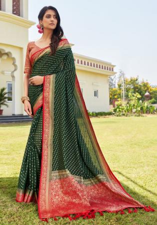 Picture of Splendid Georgette Dark Olive Green Saree