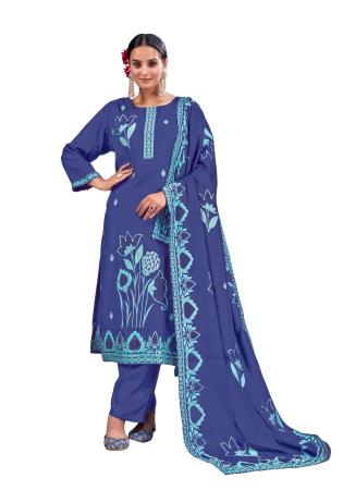 Picture of Chiffon Dark Slate Blue Readymade Salwar Kameez