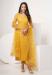 Picture of Excellent Net Golden Rod Straight Cut Salwar Kameez